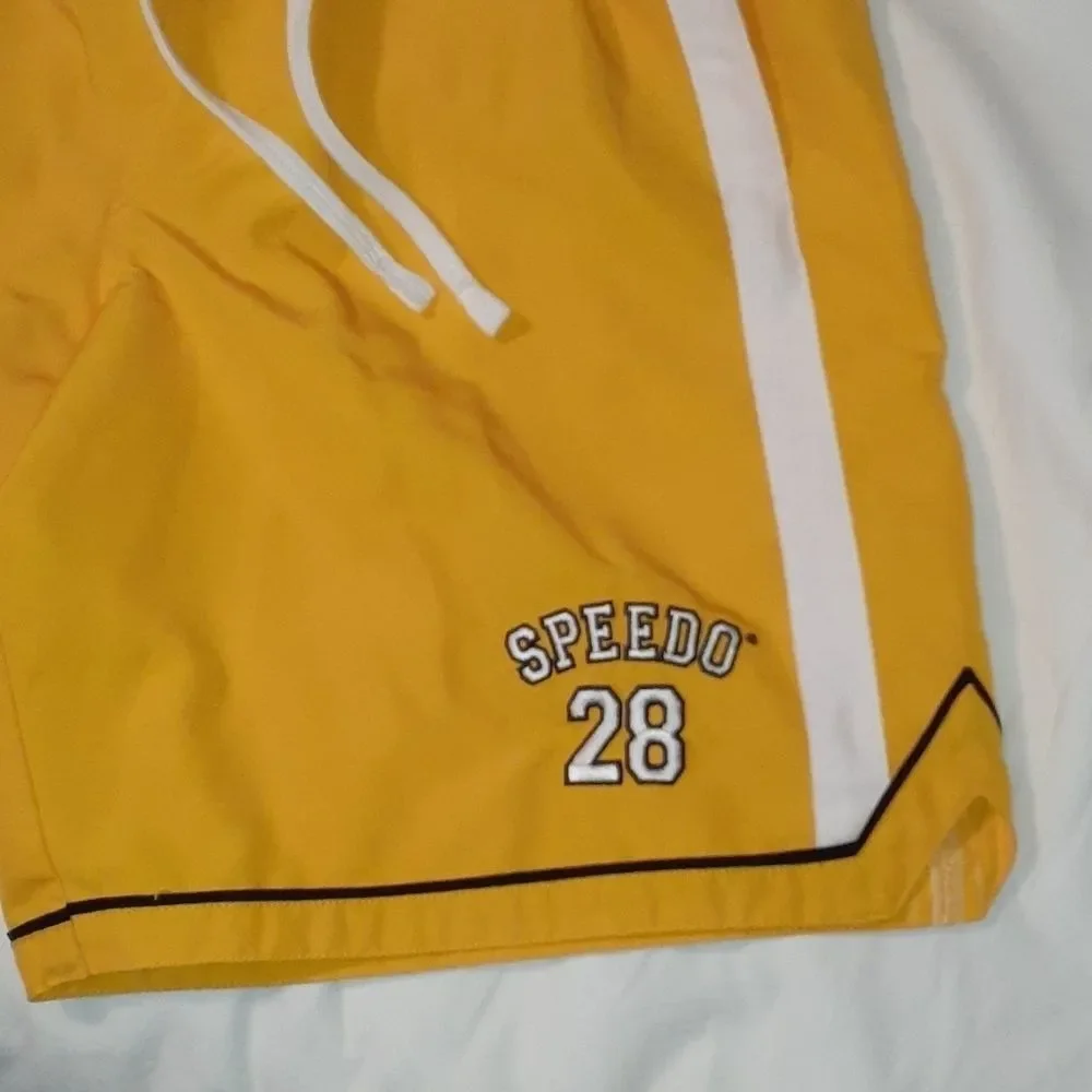 Speedo Lined Swim Trunks Shorts Yellow &‎ White Med